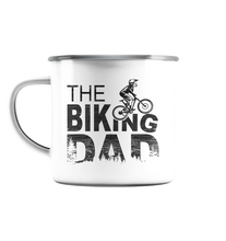 Lade das Bild in den Galerie-Viewer, The Biking DAD black - Emaille Tasse (Silber)
