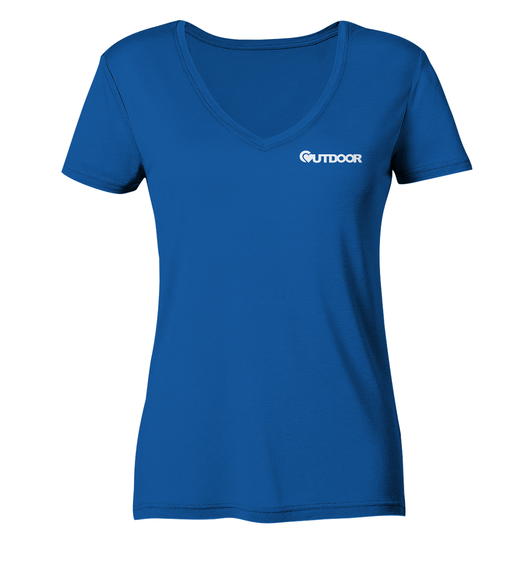 Outdoor Logo weiß - Ladies Organic V-Neck Shirt - Outdoorherz