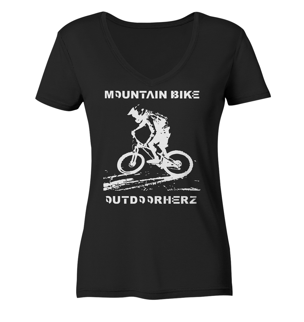 Mountain Bike  - Ladies Organic V-Neck Shirt