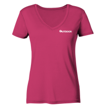 Lade das Bild in den Galerie-Viewer, Outdoor Logo weiß - Ladies Organic V-Neck Shirt - Outdoorherz
