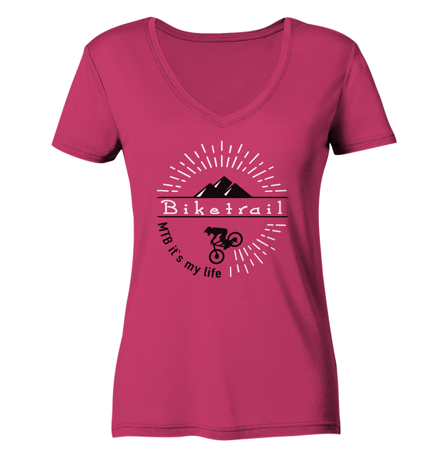 MTB it´s my life - Ladies Organic V-Neck Shirt - Outdoorherz