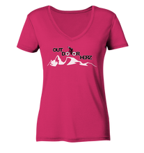 Lade das Bild in den Galerie-Viewer, Outdoorherz Bikerlogo - Ladies Organic V-Neck Shirt
